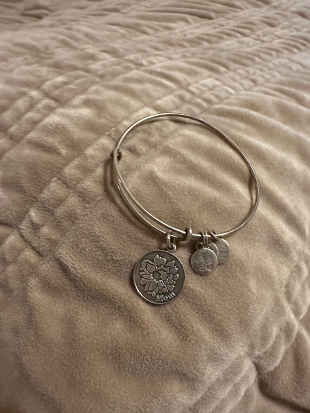 Alex and Ani Silver Flower Charm Expandable Bracelet